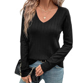 Sunken Stripe Viscose V-Neck Sweater